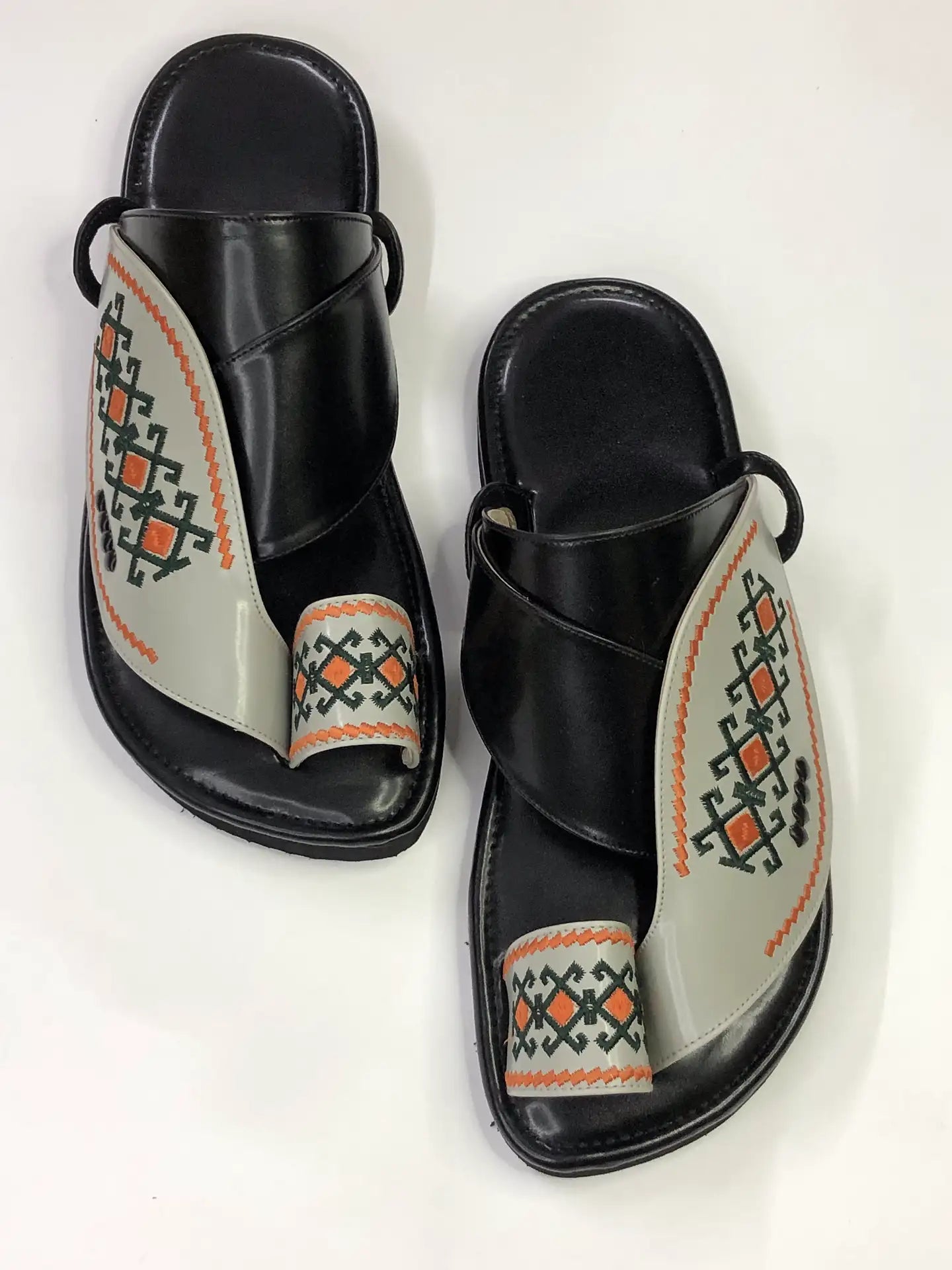Arabic Khaliji Sandals in Gray Colour with iconic Embroidery